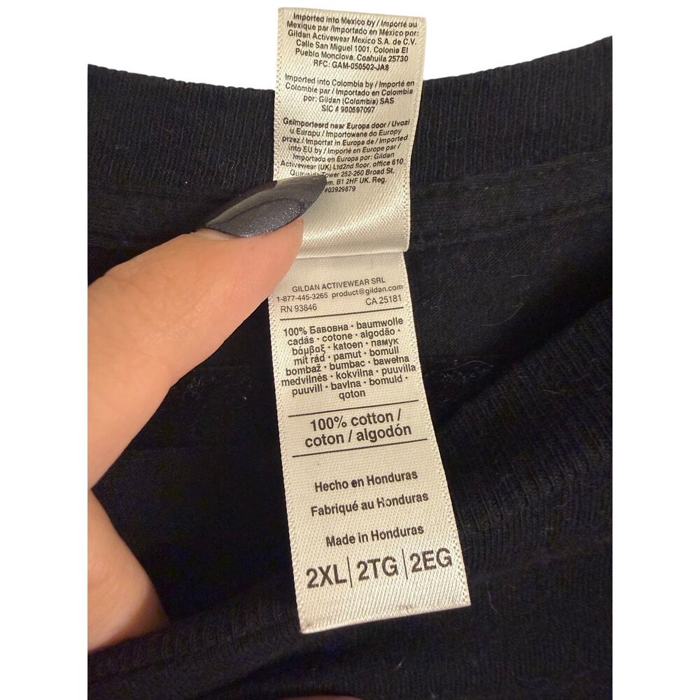 American Apparel Black T-Shirt 2XL Embroidered Peach Logo 100% Cotton - Picture 6 of 6